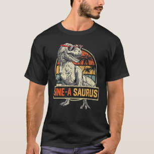 Camiseta Crianças Nove a Saurus Aniversário Rex Dino 9º Din