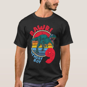 Camiseta Crianças Nove Aniversário Eu Rawr Tyrannosaurus Re
