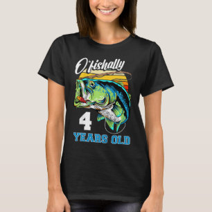 Camiseta Crianças Oficialmente 4 Anos Pescador Aniversário