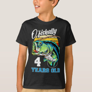 Camiseta Crianças Oficialmente 4 Anos Pescador Aniversário