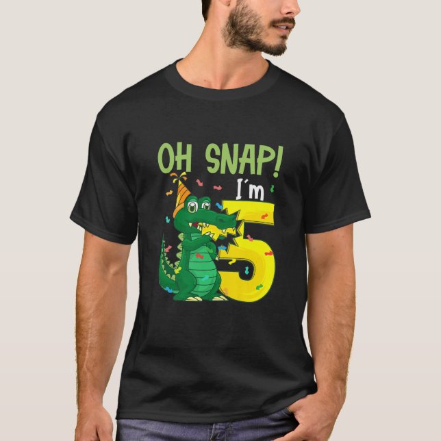 Camiseta Crianças Oh Snap sou 5 5 Crocodilo Aligato de Aniv (Frente)
