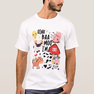 Camiseta Crianças Oink Baa Moo Eu sou 2 Toddler Farmer Segu