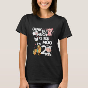Camiseta Crianças Oink Baa Neigh Cluck Moo Eu sou Dois Anim