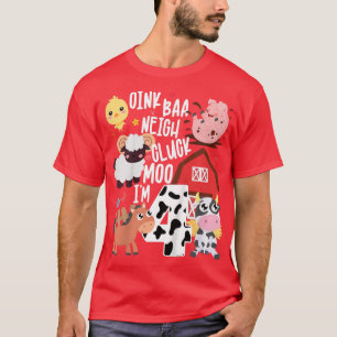 Camiseta Crianças Oink Baa Neigh Cluck Moo Eu sou quatro an