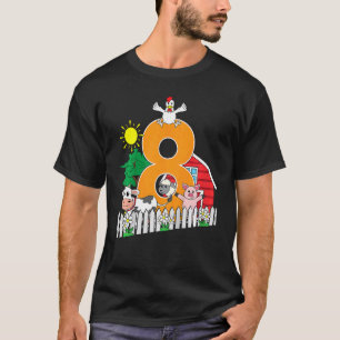Camiseta Crianças Oitavo Oitavo Fazenda de Aniversário Vaca
