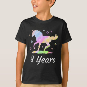 Camiseta Crianças Oito Anos 8º Aniversário Corrida Cavalo A