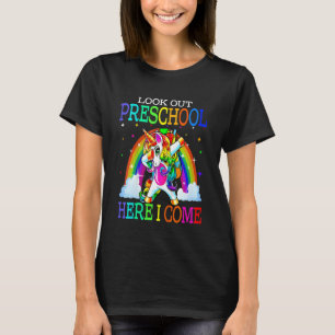 Camiseta Crianças, olhem! Pré-escola aqui vou eu! Fofo Dabb