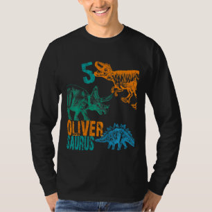 Camiseta Crianças Oliver Saurus 5 Birthday Boys Rex Bda