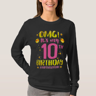 Camiseta Crianças Omg É minha 10ª garota de aniversário de 