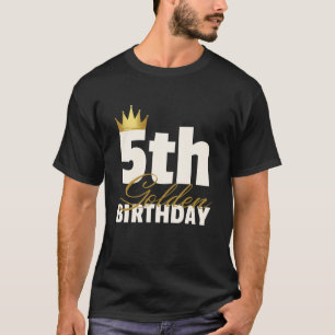Camiseta Crianças Ouro Ano-Aniversário 5 Coroa