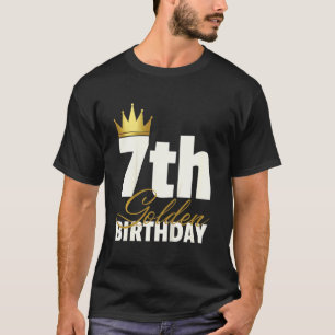 Camiseta Crianças Ouro Ano-Aniversário 7 Coroa