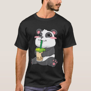 Camiseta Crianças Panda Bubble Tea Boba Bebe Kawaii Cute G