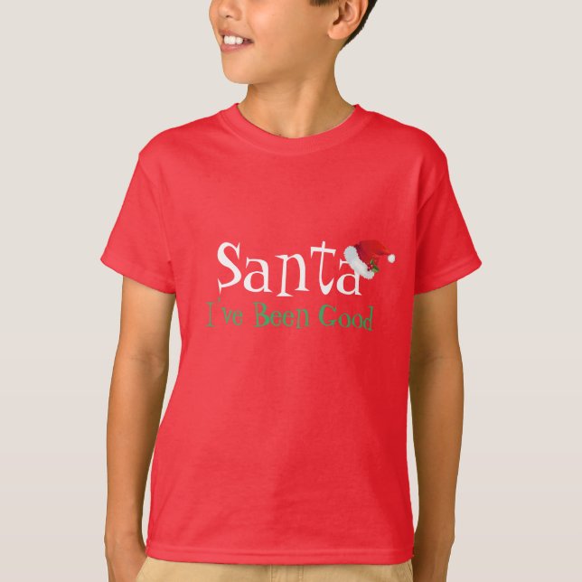 Camiseta Crianças, Papais noeis de Natal, eu fui bom (Frente)