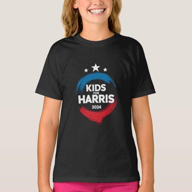 Camiseta Crianças Para Harris Presidente Kids Love Kamala H (Frente)