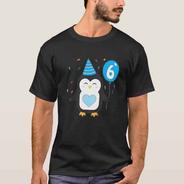 Camiseta Crianças Penguin 6 do Balão de Festa de aniversári (Frente)