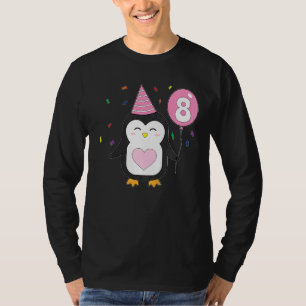 Camiseta Crianças Penguin Balão 8.º Festa de aniversário Bo