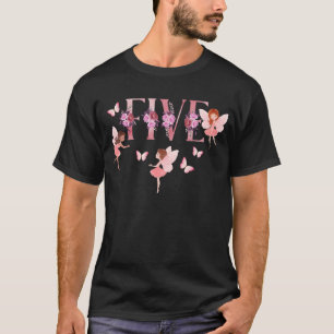 Camiseta Crianças Pequena Fada 5 Aniversário 5 Anos Fa