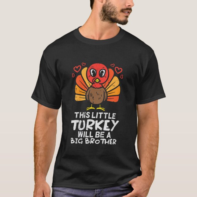 Camiseta Crianças Pequena Turquia Será Grande Irmão Gravide (Frente)