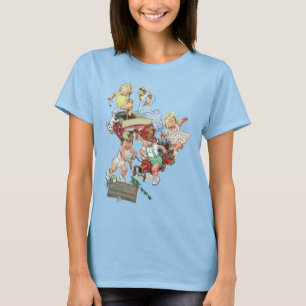Camiseta Crianças Pequenas Antigas Brincando com Caminhões
