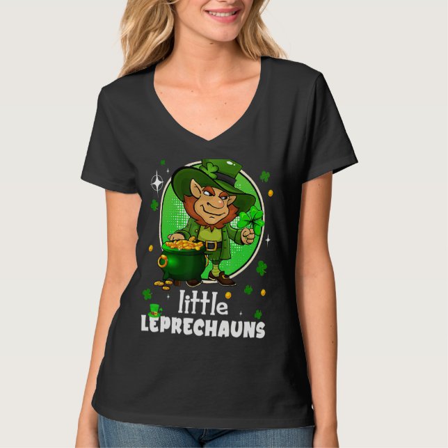 Camiseta Crianças Pequenas Leprechaun Com Shamrock St Patri (Frente)