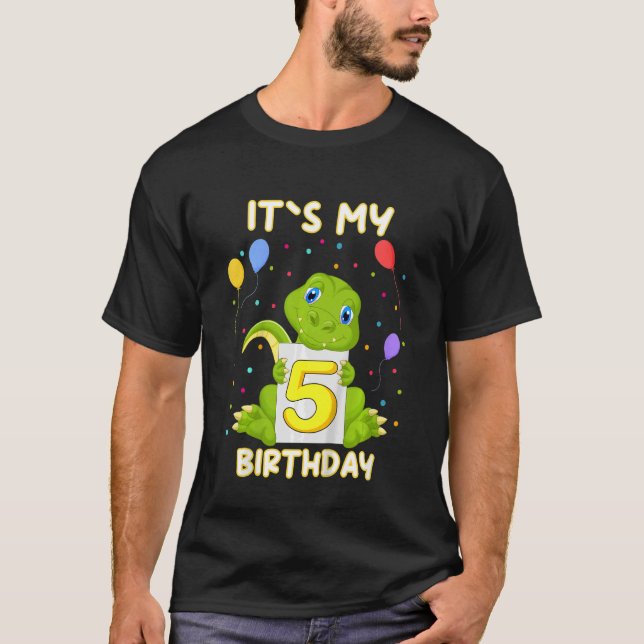 Camiseta Crianças Pequeno 5 de crocodilo Aligator Aniversár (Frente)