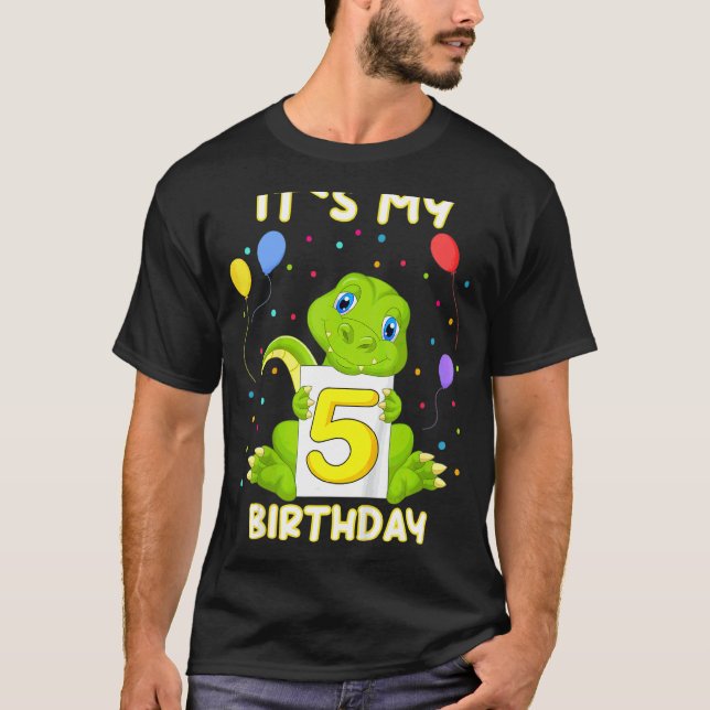 Camiseta Crianças Pequeno 5 de crocodilo Aligator Aniversár (Frente)