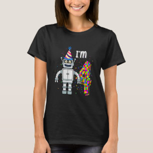 Camiseta Crianças Pequeno Robô Tenho 4 anos de ciência robó