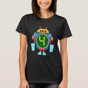 Camiseta Crianças Pequenos Robôs Aniversário 4. º Técnico d