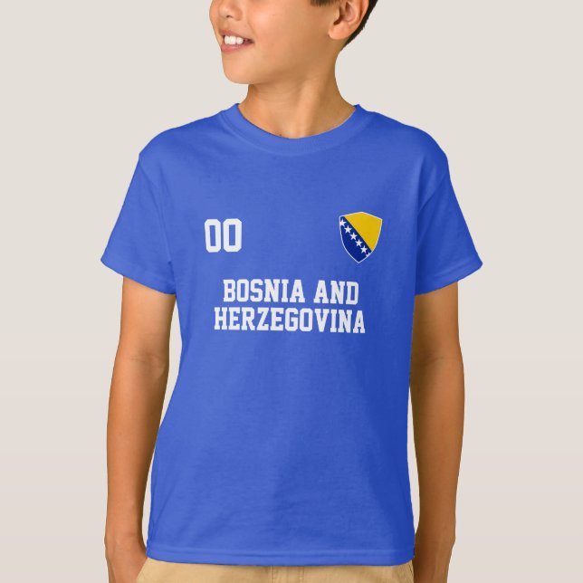 Camiseta Crianças Personalizadas de Futebol da Bósnia e Her (Frente)
