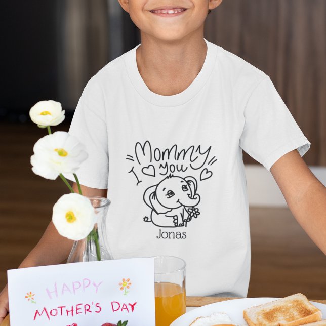 Camiseta Crianças personalizadas do Dia de as mães Mãe e Me (Elephant Mum & Me Mother's Day custom kids T-Shirt)