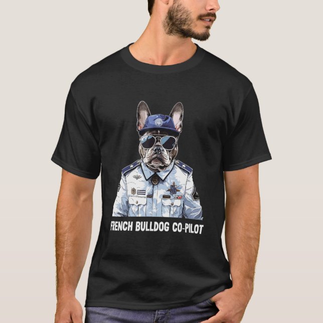 Camiseta Crianças-Piloto De Avião Voador De Cão-Bulgue Fran (Frente)