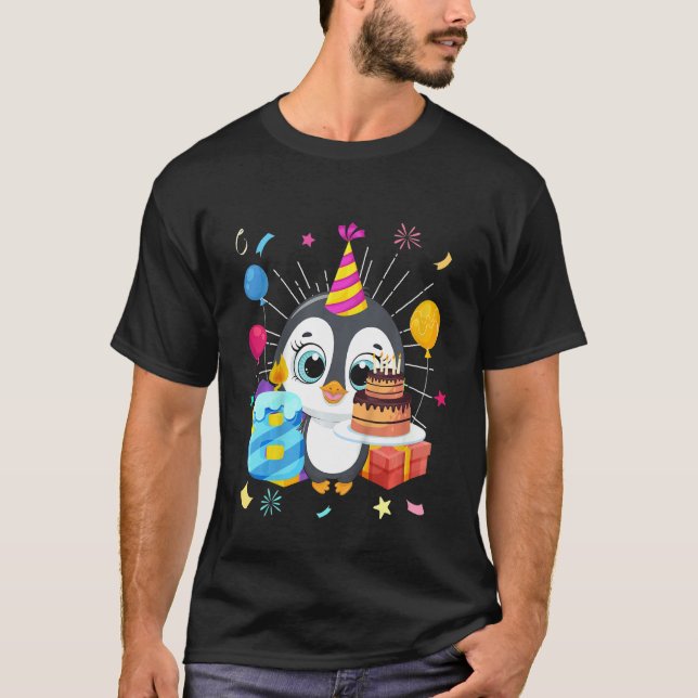 Camiseta Crianças Pinguim Aniversário 8 Pinguim 8º Aniversá (Frente)
