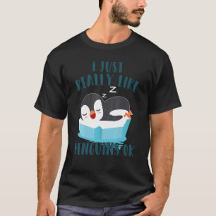 Camiseta Crianças Pinguins Eu Gosto Muito De Pinguins Ok