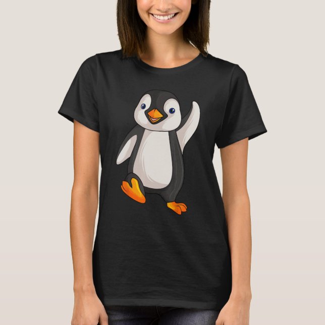 Camiseta Crianças Pinguins Meninas Meninas Mulheres (Frente)