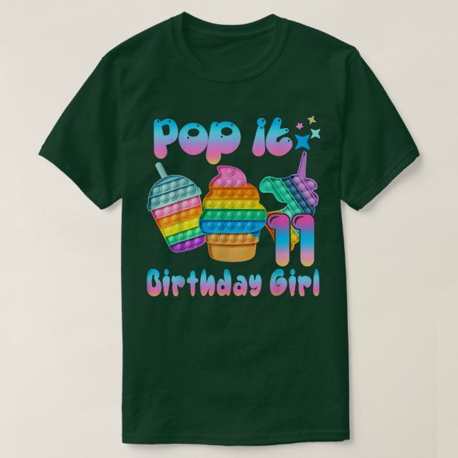 Camiseta Crianças Pop 11 Garota de Aniversário para 11 anos (Frente do Design)
