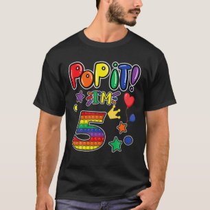 Camiseta Crianças Pop 5 Aniversário Garotas Meninos 5 Anos