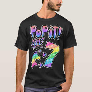 Camiseta Crianças Pop 7 Aniversário Garotas Meninos 7 Anos 