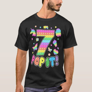 Camiseta Crianças Pop 7 Aniversário Garotas Meninos 7 Anos 