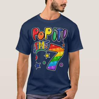 Camiseta Crianças Pop 7 Aniversário Garotas Meninos 7 Anos