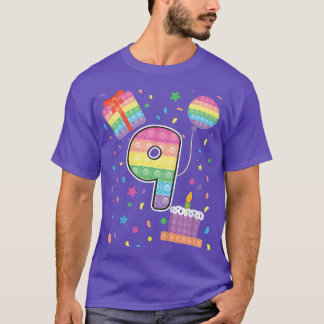 Camiseta Crianças Pop 9º Aniversário Meninas Meninos 9 Anos