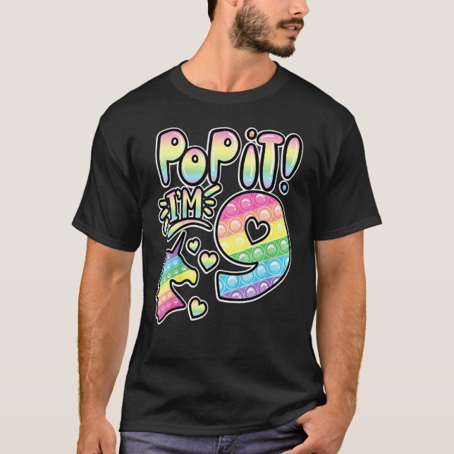 Camiseta Crianças Pop 9º Aniversário Meninas Meninos 9 Anos (Frente)