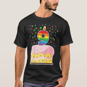 Camiseta Crianças Pop 9º Bolo de Aniversário Garotas Menino