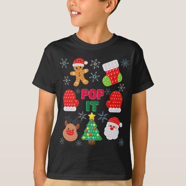 Camiseta Crianças Pop De Natal Papais noeis De Bolha (Frente)