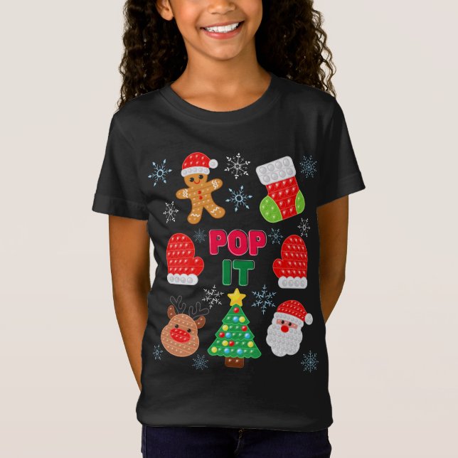 Camiseta Crianças Pop De Natal Papais noeis Reindeer Fidget (Frente)