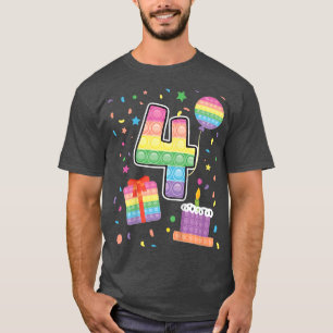 Camiseta Crianças Pop Do 4º Aniversário Meninas De 4 Anos
