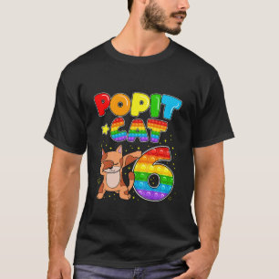 Camiseta Crianças Pop, Gato Feliz, 6, Aniversário, Seis Ca