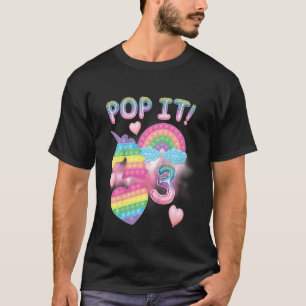 Camiseta Crianças Pop It aniversário de 3 anos Girls 3 Anos