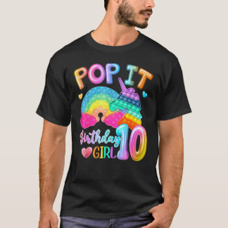 Camiseta Crianças Pop It Birthday Girl 10 Por 10 Anos Antig