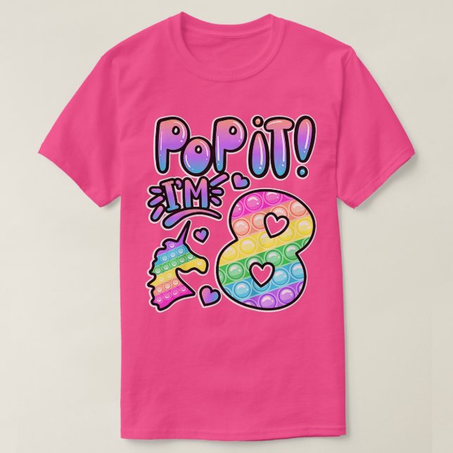 Camiseta Crianças Pop No 8º Aniversário Meninas Meninos 8 A (Frente do Design)
