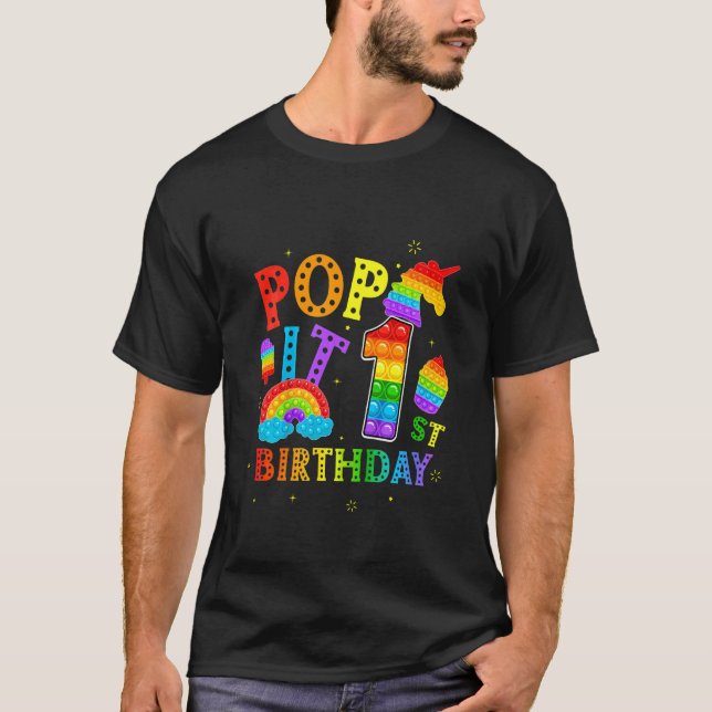 Camiseta Crianças Pop primeiro aniversario 1 Ano Festa De P (Frente)